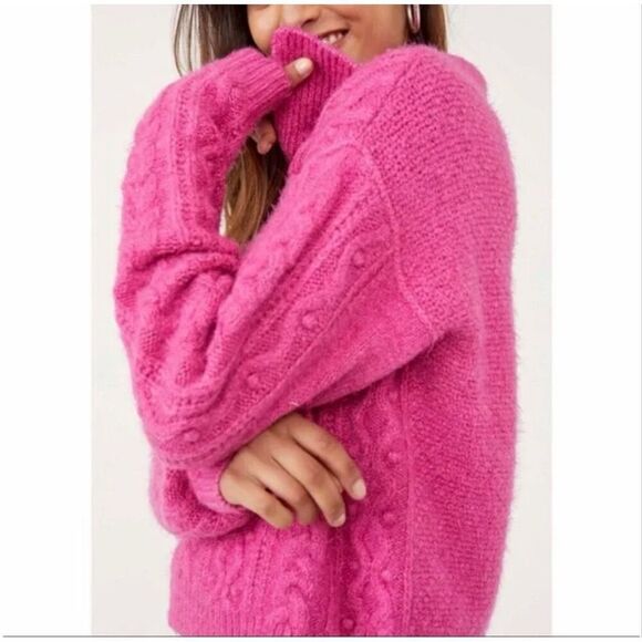 Free People Every Cloud Pullover Fuschia Fizz Size Medium - Picture 3 of 9